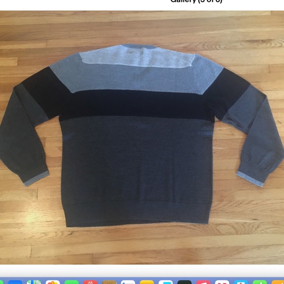 INC International Concepts Men's Gray Stripe V-neck Sweater Grey/Black, XL) - Picture 3 of 6